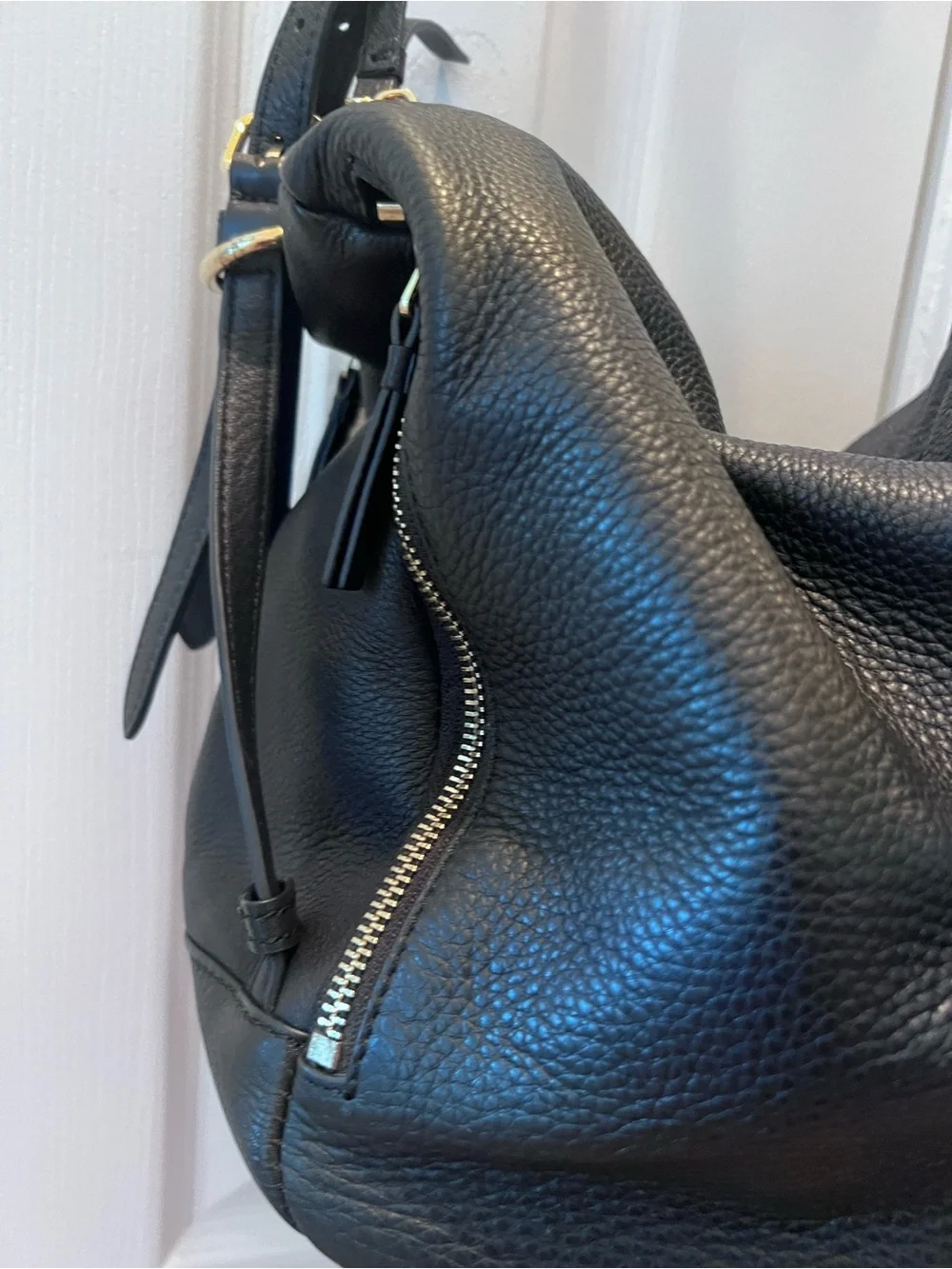 Vince Camuto Black Pebbled Leather Hobo Shoulder Bag